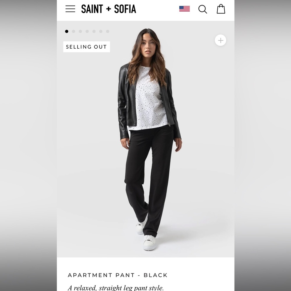 Saint + Sofia relaxed straight leg apartment pants. Black size 4